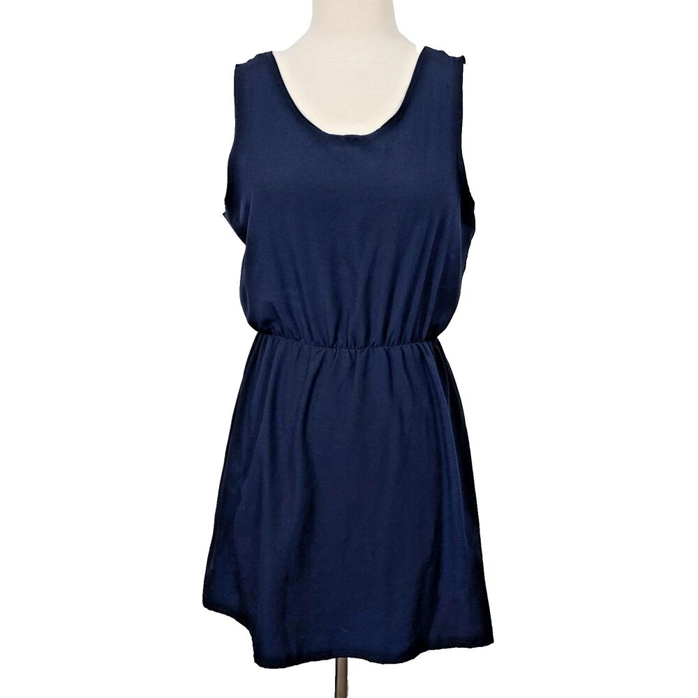B Famous #USA Navy Blue Tank Dress Juniors Size XL Sleeveless Necklace NWT